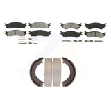 Front Rear Semi-Metallic Brake Pads And Parking Shoe Kit For Dodge Ram 2500 3500