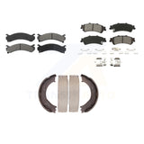 Front Rear Semi-Metallic Brake Pads Parking Shoe Kit For Chevrolet Silverado GMC