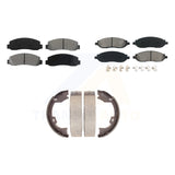 Front Rear Semi-Metallic Brake Pads & Parking Shoe Kit For Ford F-250 Super Duty