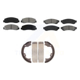 Front Rear Semi-Metallic Brake Pads & Parking Shoe Kit For Ford F-250 Super Duty