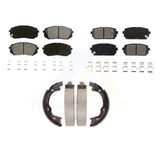 Front Rear Semi-Metallic Brake Pads And Parking Shoe Kit For 2007-2010 Kia Rondo