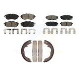 Front Rear Semi-Metallic Brake Pads & Parking Shoe Kit For Subaru Outback Legacy