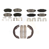 Front Rear Semi-Metallic Brake Pads Parking Shoe Kit For Subaru Impreza Forester