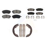 Front Rear Semi-Metallic Brake Pads & Parking Shoes Kit For 2008 Subaru Forester