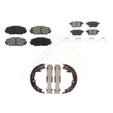 Front Rear Semi-Metallic Brake Pads & Parking Shoe Kit For Toyota Matrix Pontiac