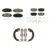 Front Rear Semi-Metallic Brake Pads Parking Shoe Kit For Toyota RAV4 Matrix Vibe