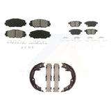 Front Rear Semi-Metallic Brake Pads & Parking Shoe Kit For Toyota Matrix Pontiac