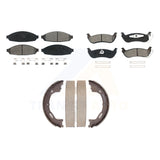 Front Rear Semi-Metallic Brake Pads & Parking Shoe Kit For Mercury Grand Marquis