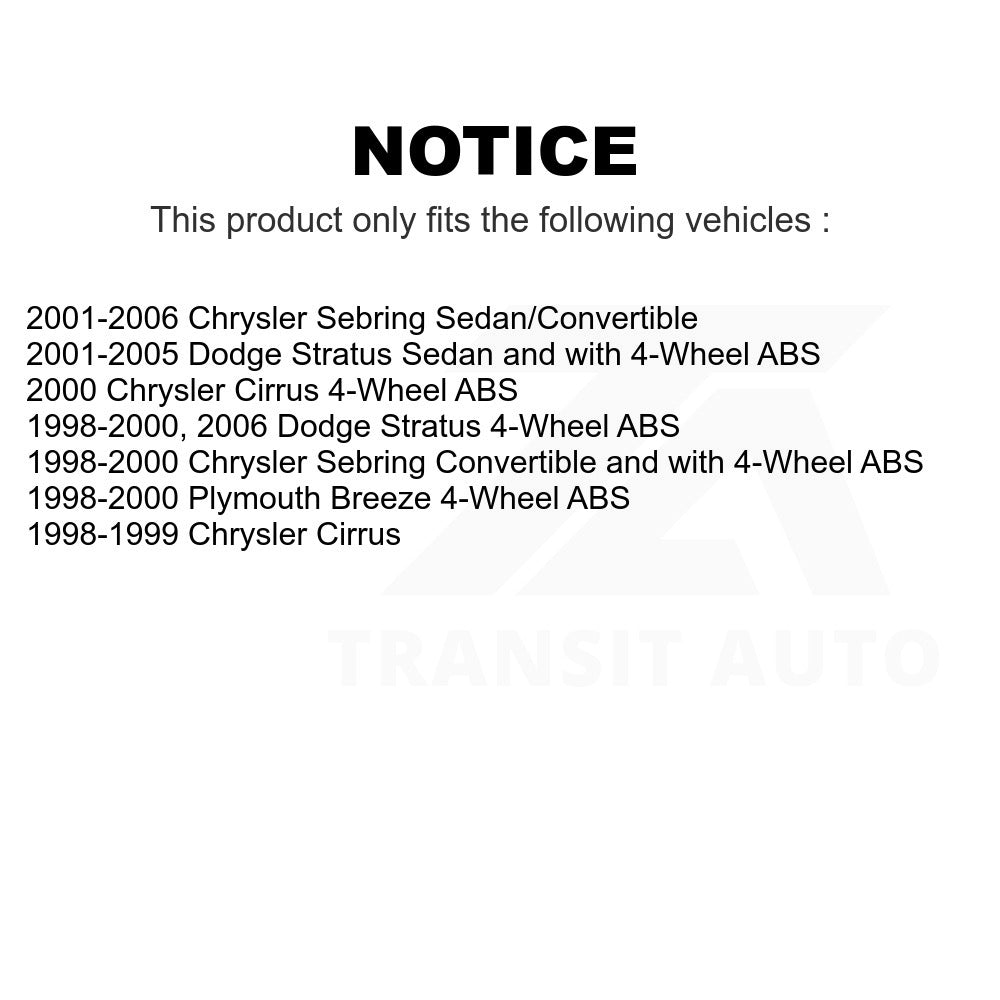 Rear Wheel Bearing Hub Assembly 70-512220 For Chrysler Sebring Dodge Stratus