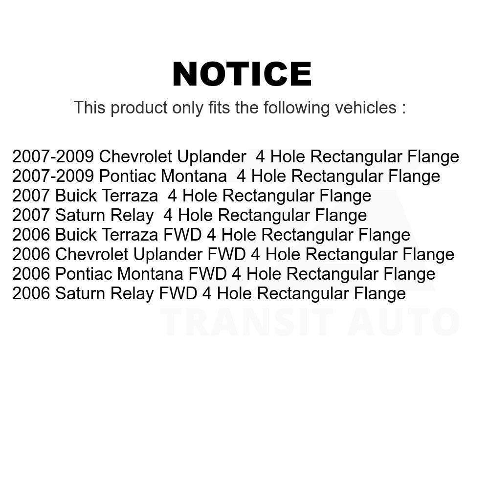 Rear Wheel Bearing Hub Assembly 70-512309 For Chevrolet Uplander Buick Terraza