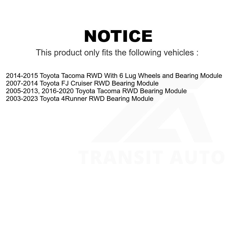Front Wheel Bearing Assembly 70-515040 For Toyota Tacoma 4Runner FJ Cruiser RWD