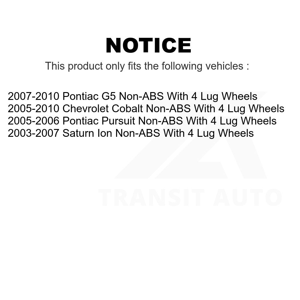 Front Wheel Bearing Hub Assembly Pair For Chevrolet Cobalt Saturn Ion Pontiac G5