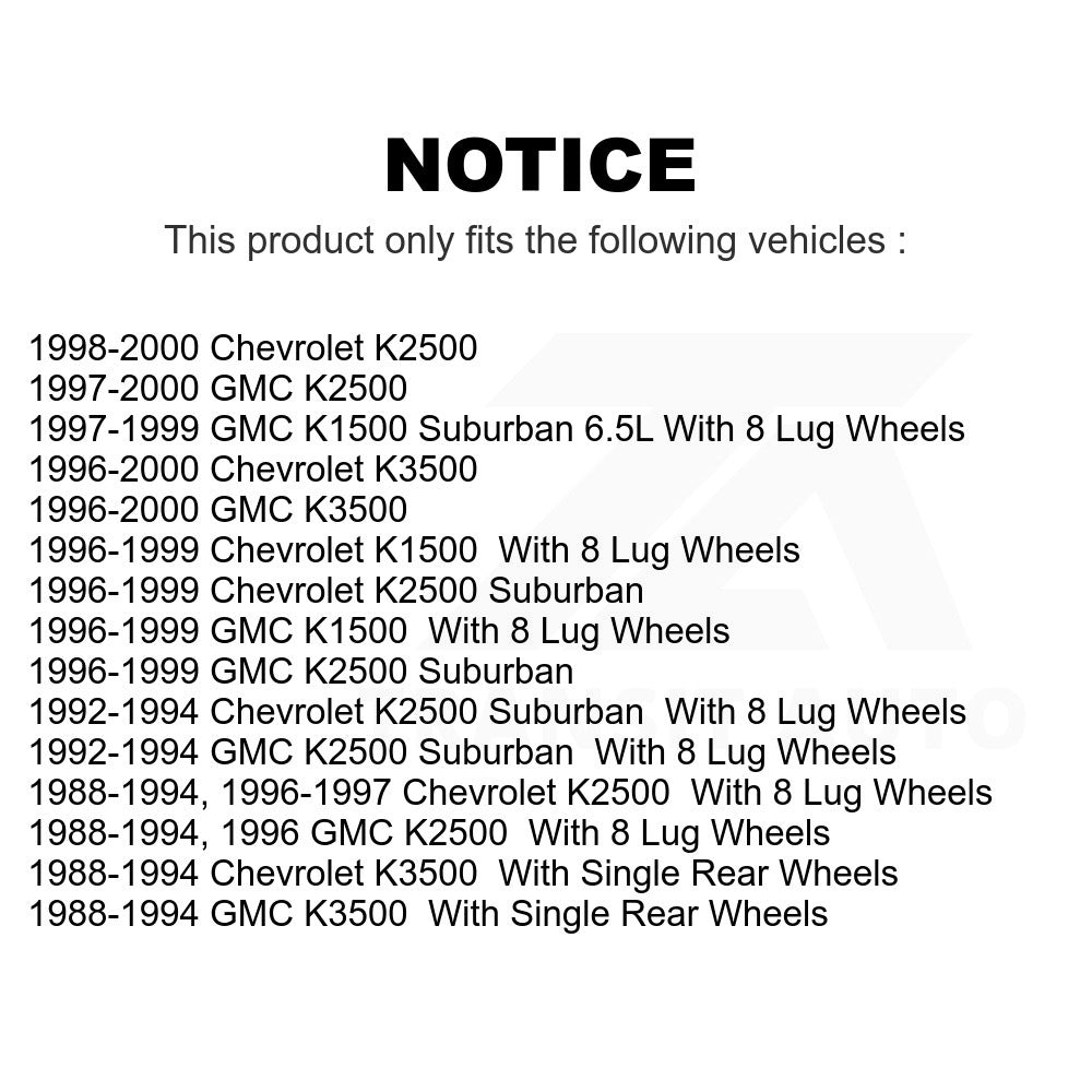 Front Wheel Bearing And Hub Assembly Pair For Chevrolet K1500 K2500 GMC K3500