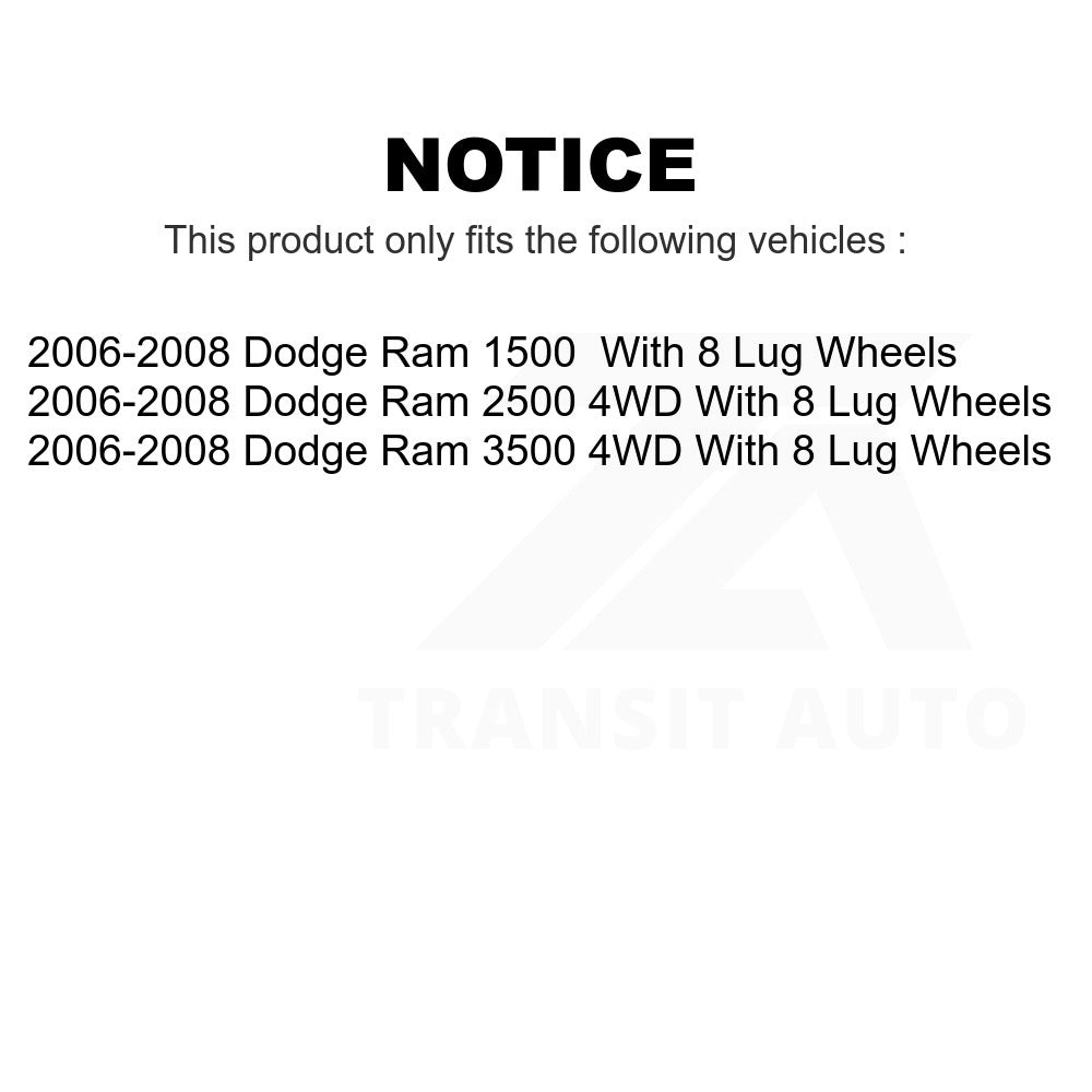 Front Wheel Bearing And Hub Assembly Pair For 2006-2008 Dodge Ram 1500 2500 3500