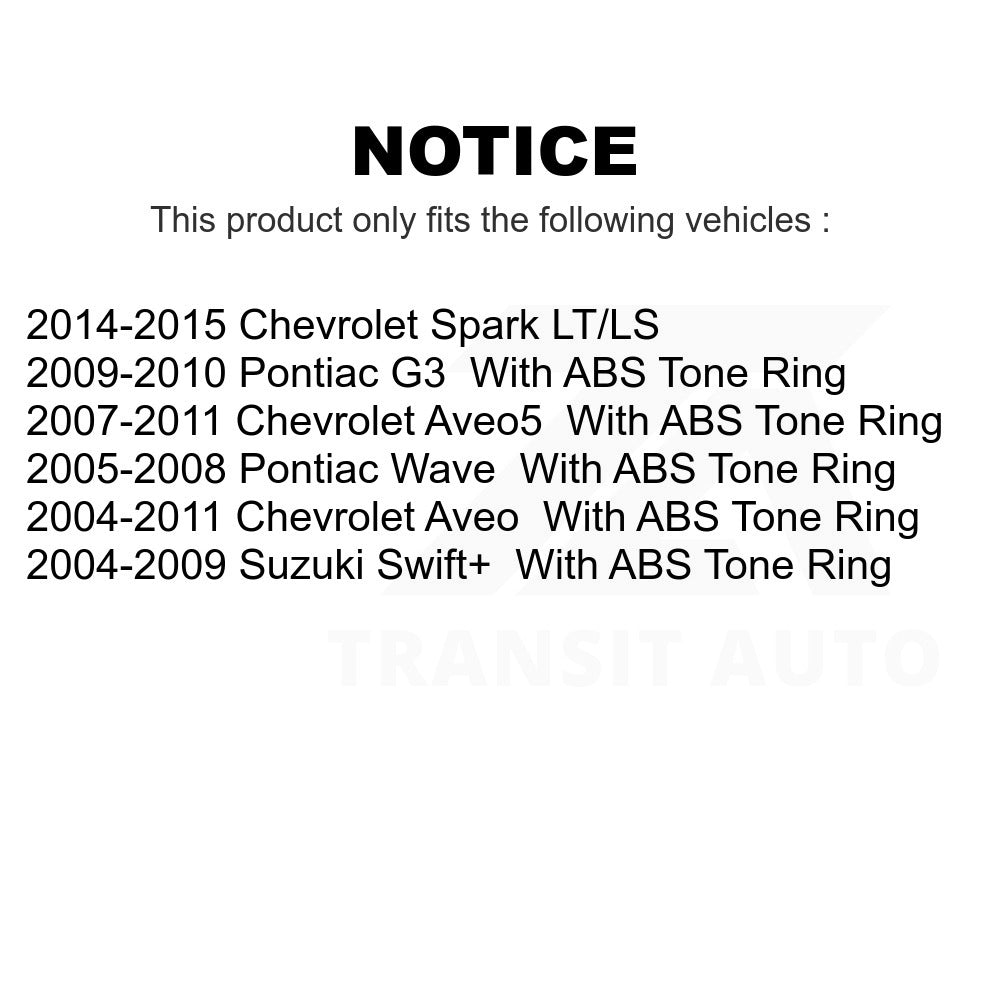 Rear Wheel Bearing & Hub Assembly Pair For Chevrolet Aveo Spark Aveo5 Pontiac G3