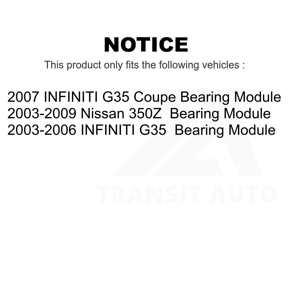 Rear Wheel Bearing Assembly Pair For Infiniti G35 Nissan 350Z INFINITI