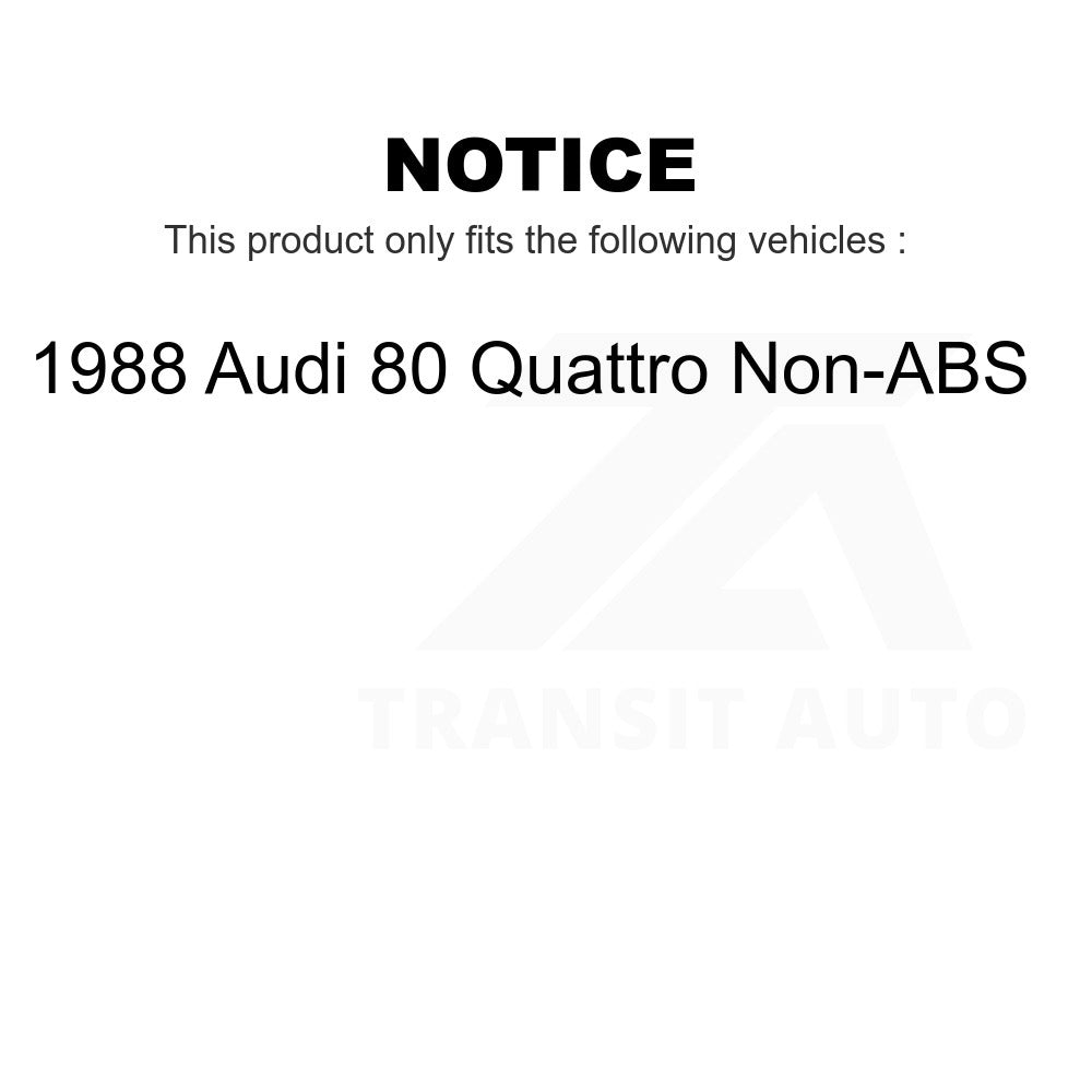 Front Rear Wheel Bearing Kit For 1988 Audi 80 Quattro Non-ABS