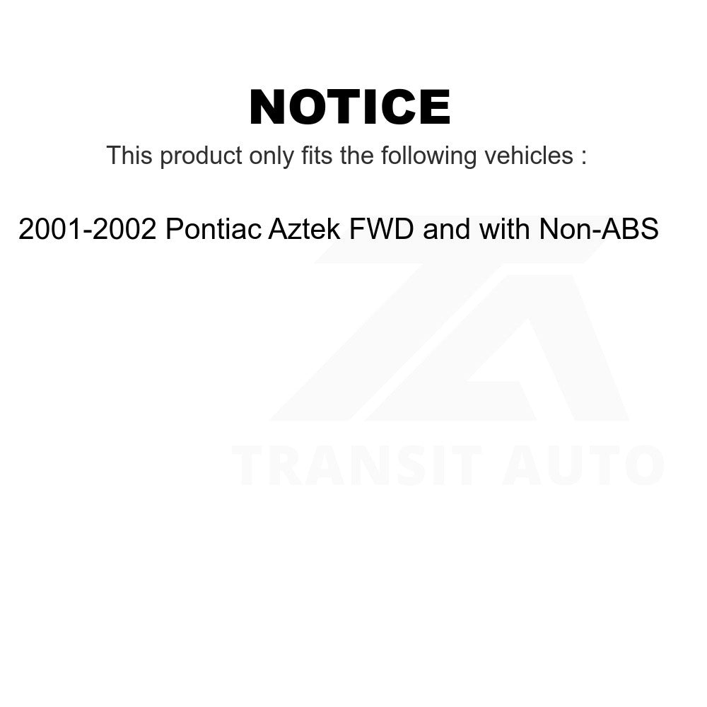 Front Rear Wheel Bearing & Hub Assembly Kit For Pontiac Aztek FWD with Non-ABS