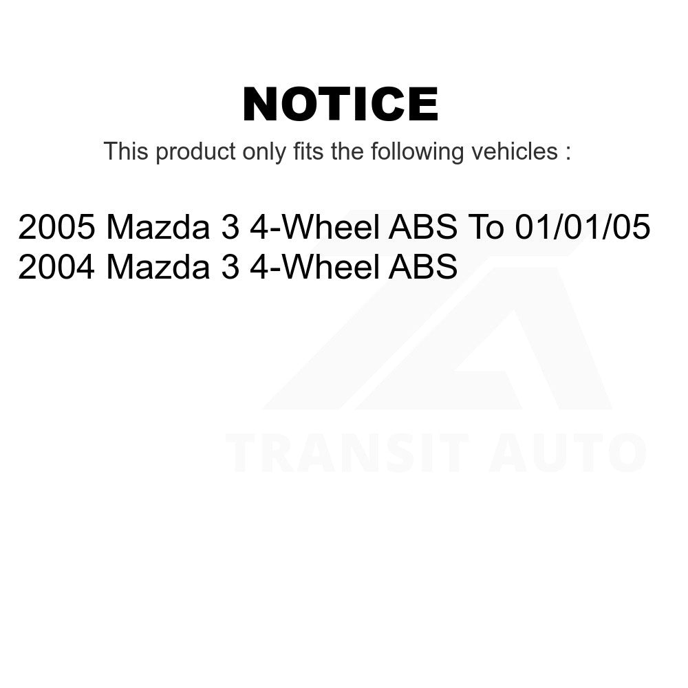 Front Rear Wheel Bearing & Hub Assembly Kit For Mazda 3 4-Wheel ABS