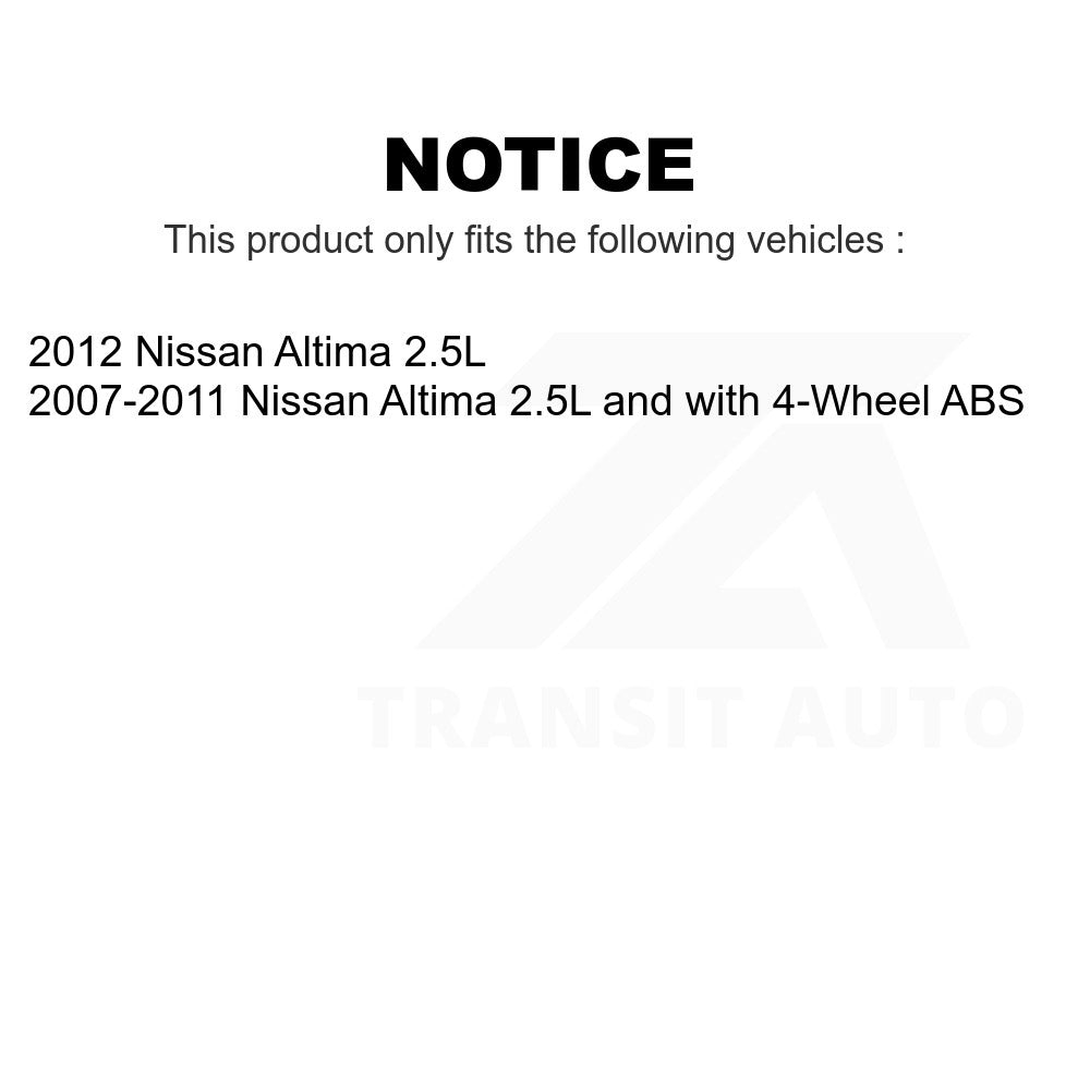 Front Rear Wheel Bearing & Hub Assembly Kit For Nissan Altima