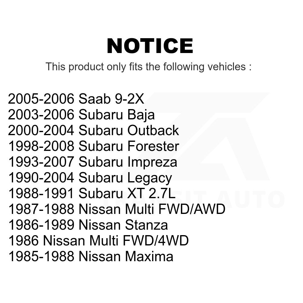 Roulement de roue intérieur avant et paire de course pour Subaru Forester Impreza Outback Legacy 