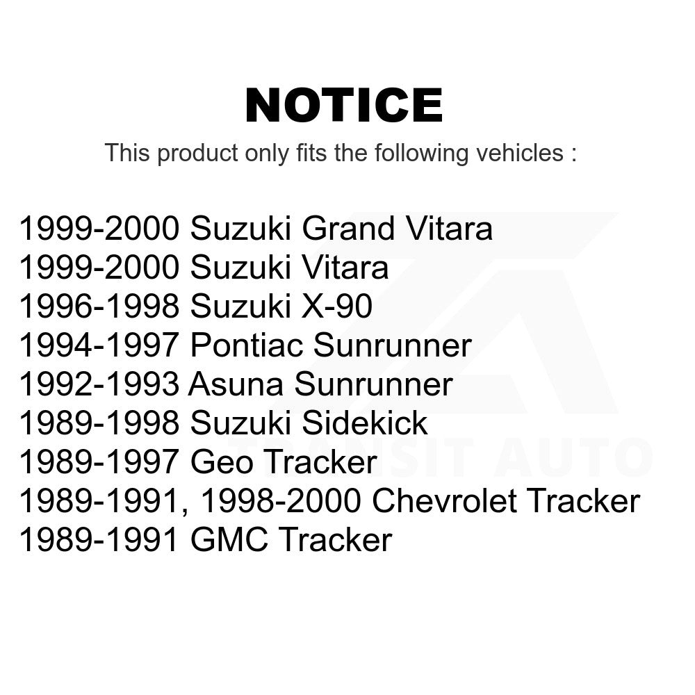 Front Inner Wheel Bearing & Race Pair For Tracker Geo Suzuki Chevrolet Sidekick