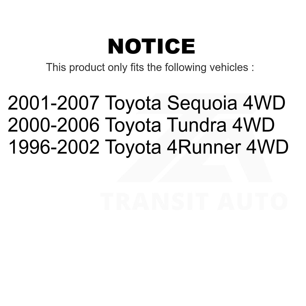 Roulement de roue intérieur avant et paire de course pour Toyota Tundra 4Runner Sequoia 4WD 