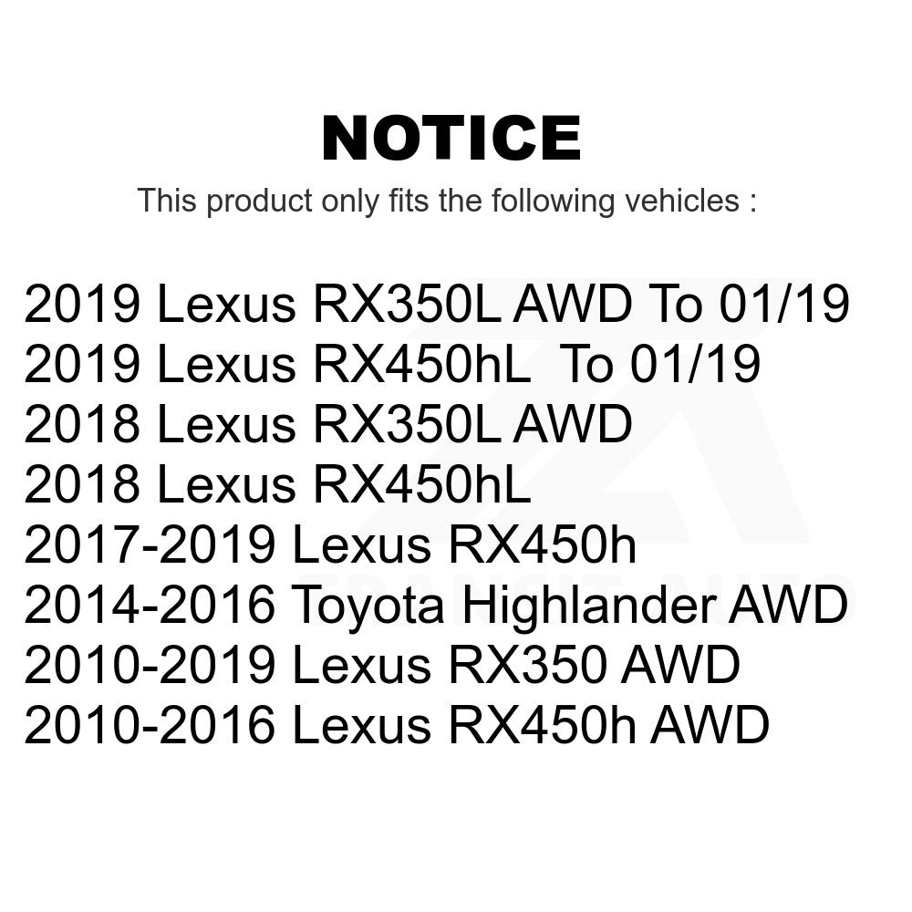 Rear Wheel Bearing & Hub Assembly Pair For Lexus RX350 Toyota Highlander RX450h