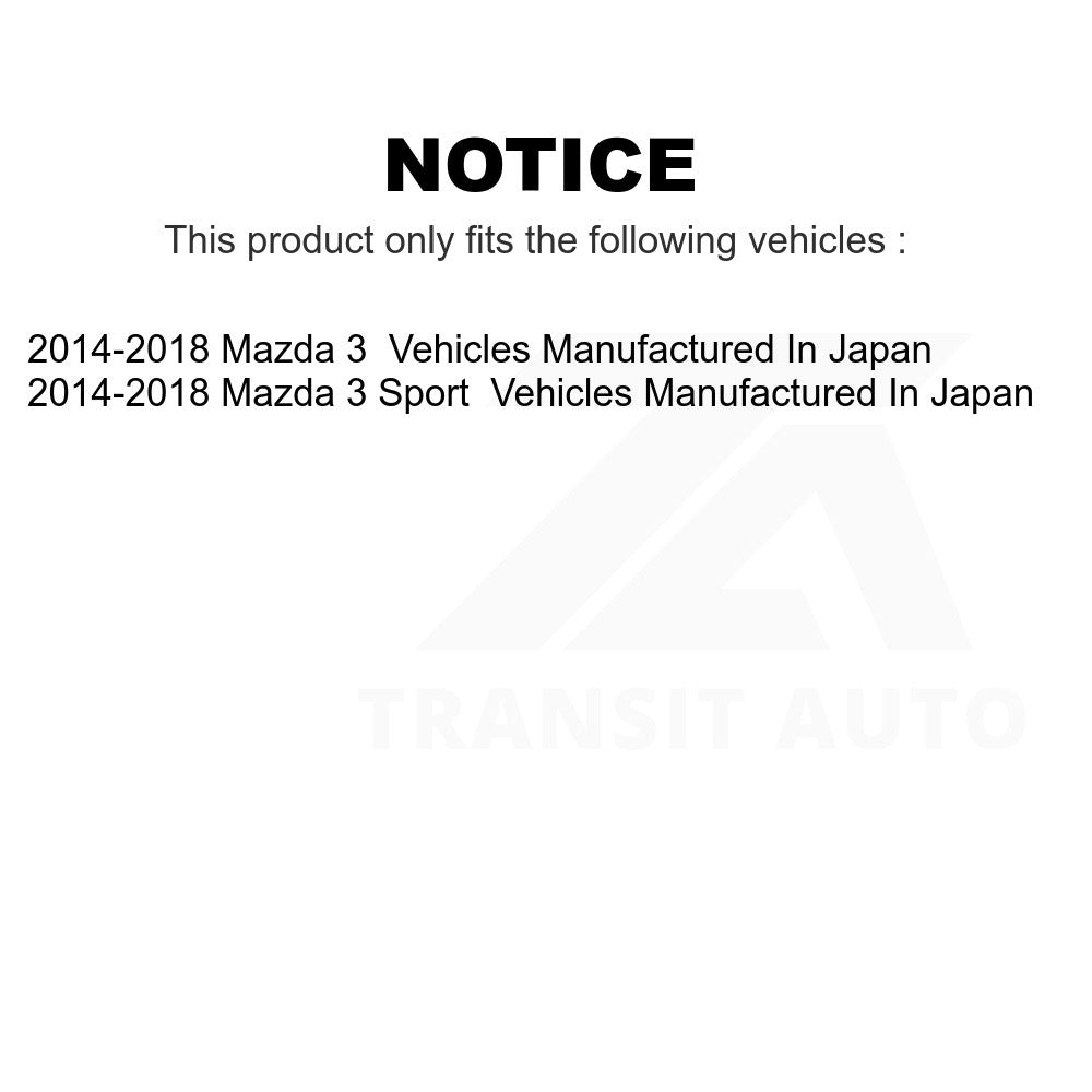 Front Rear Wheel Bearing & Hub Assembly Kit For 2014-2018 Mazda 3 Sport