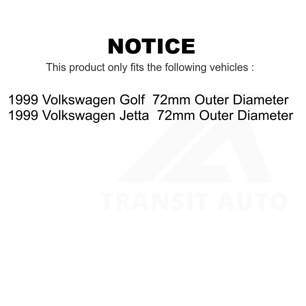 Front Rear Wheel Bearing & Hub Assembly Kit For 1999-1999 Volkswagen Jetta Golf