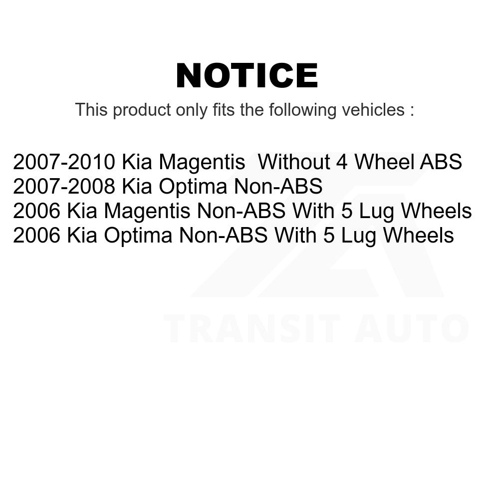 Front Rear Wheel Bearing And Hub Assembly Kit For Kia Optima Magentis