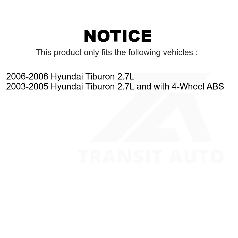 Front Rear Wheel Bearing And Hub Assembly Kit For Hyundai Tiburon