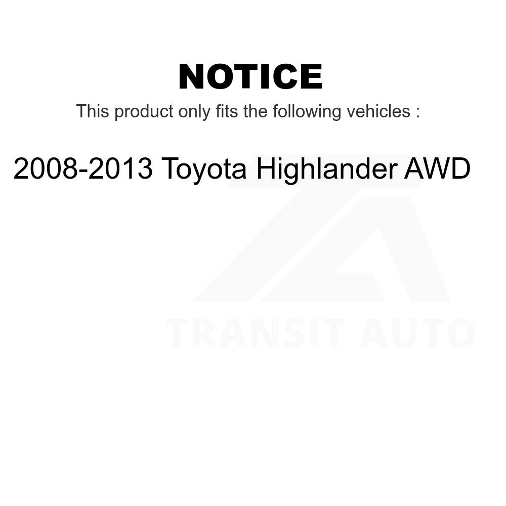 Front Rear Wheel Bearing & Hub Assembly Kit For 2008-2013 Toyota Highlander AWD
