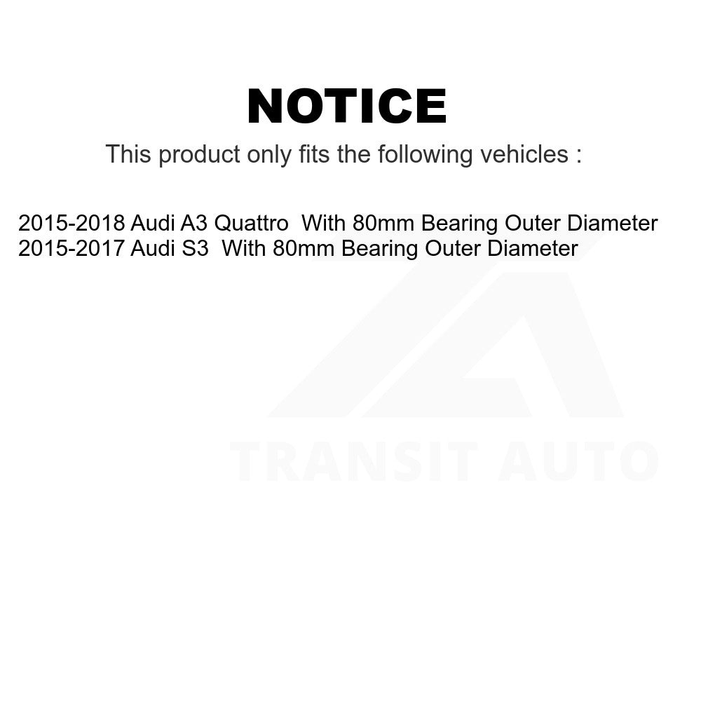 Front Rear Wheel Bearing & Hub Assembly Kit For Audi A3 Quattro S3