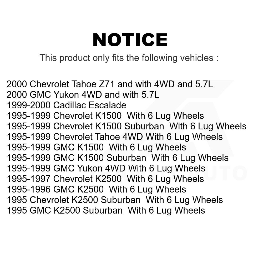 Front Hub Bearing Assembly Link Kit For Chevrolet K1500 GMC Tahoe Suburban Yukon