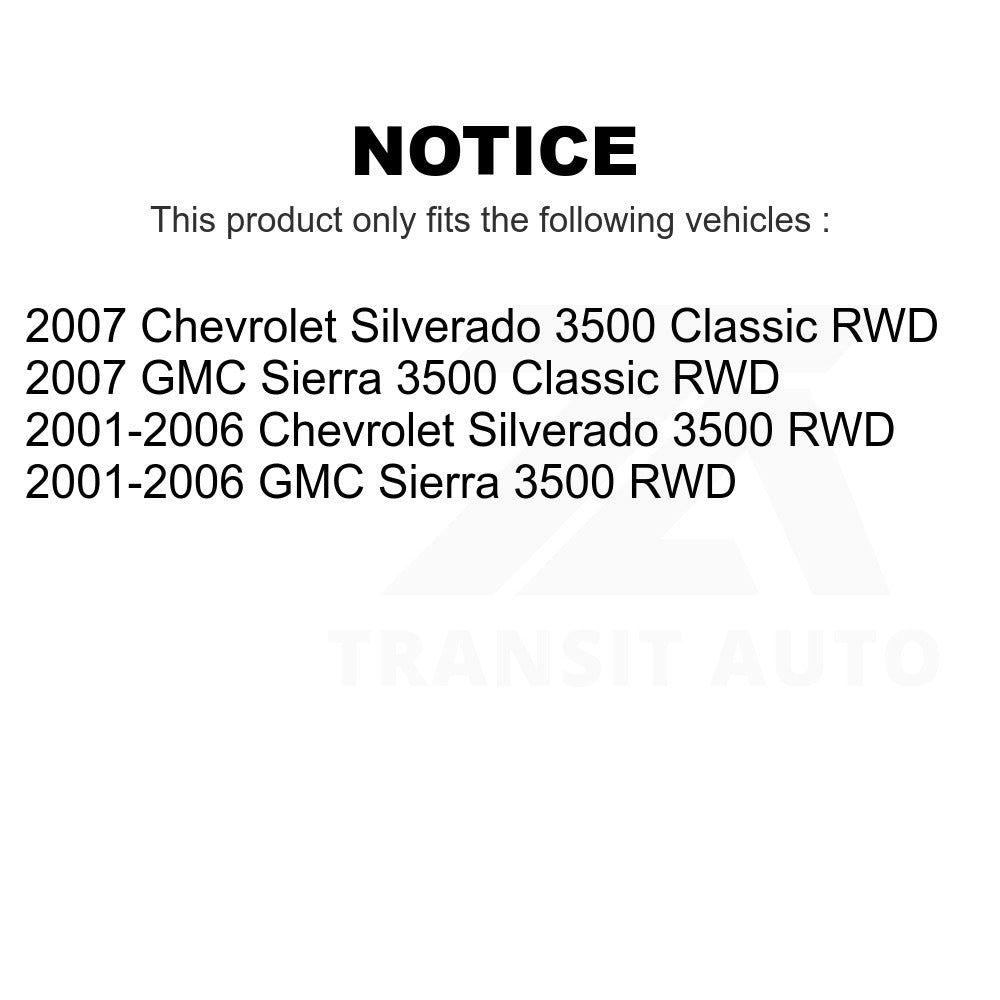 Front Hub Bearing Assembly Link Kit For Chevrolet Silverado 3500 GMC Sierra RWD