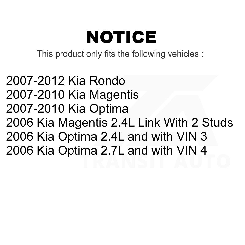 Front Wheel Bearing And Link Kit For Kia Optima Rondo Magentis