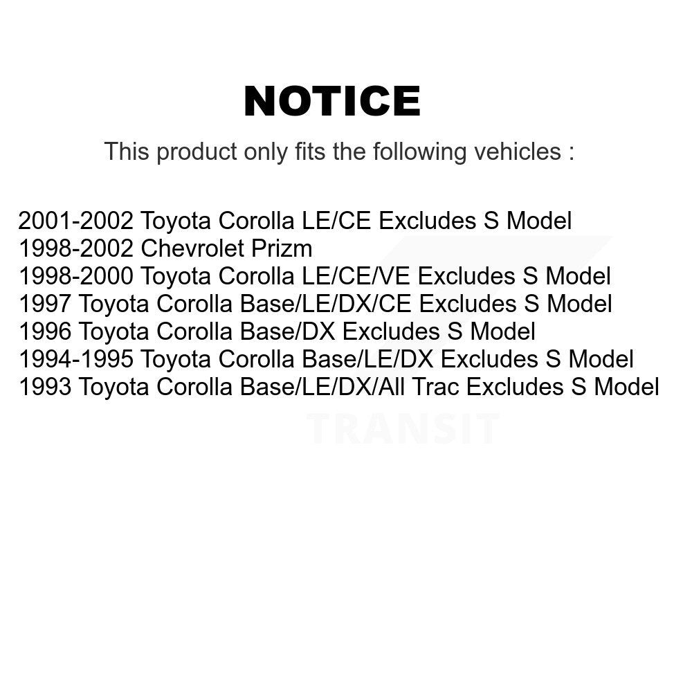 Front Rear Complete Shocks Strut And Coil Spring Kit For Toyota Corolla Chevrolet Prizm K78M-100357