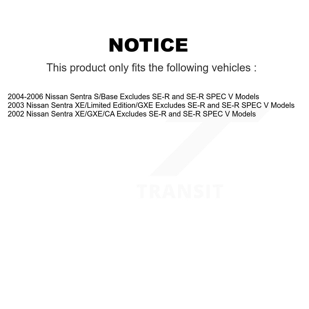 Front Rear Strut And Coil Spring Kit For Nissan Sentra Excludes SE-R SPEC V Models K78M-100375