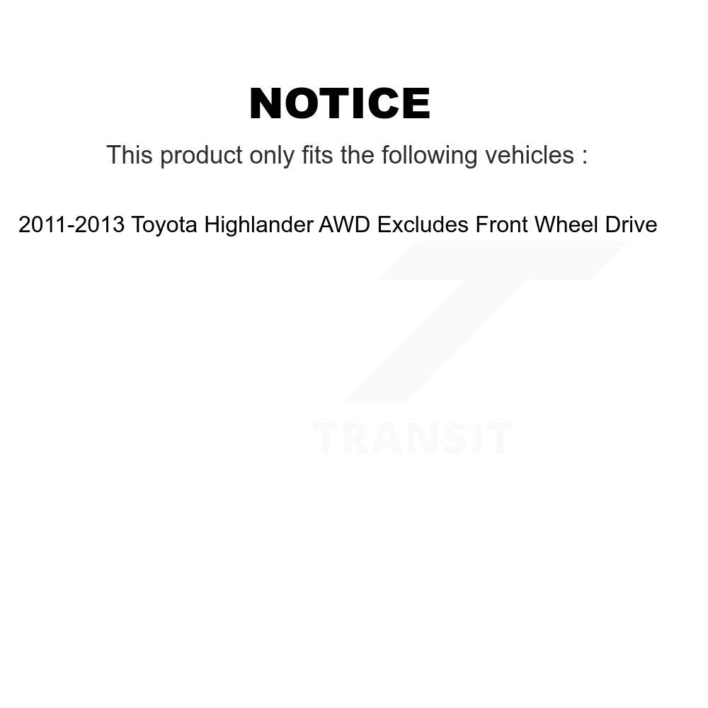 Front Rear Strut & Spring Kit For 11-13 Toyota Highlander AWD Excludes Wheel Drive K78M-100409