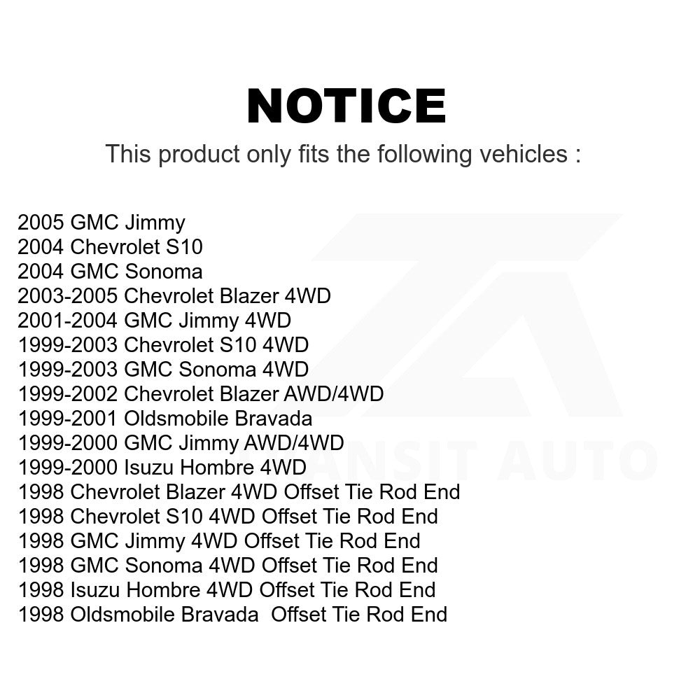 Front Wheel Bearing & Tie Rod End Kit For Chevrolet S10 Blazer GMC Sonoma Jimmy
