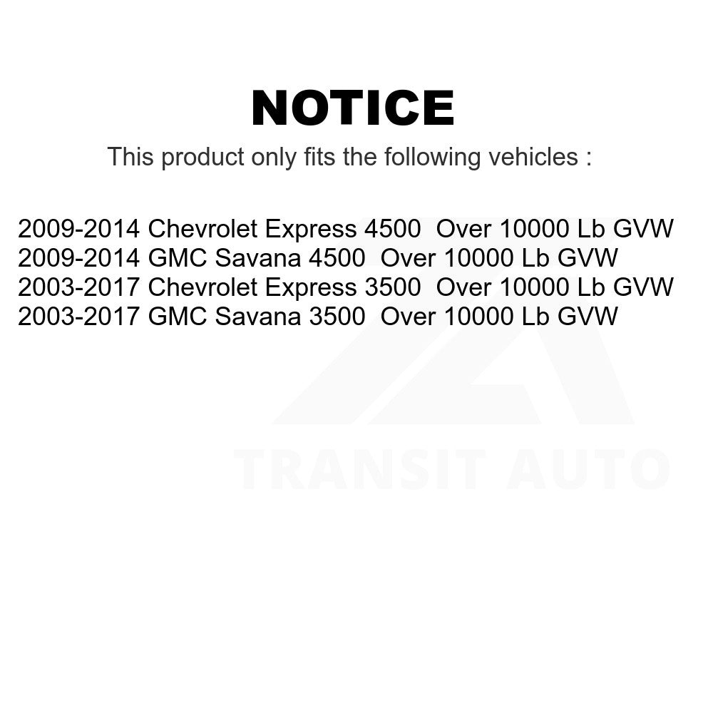 Kit de roulement de roue avant et d'extrémité de biellette de direction, pour Chevrolet Express 3500 GMC Savana 4500 