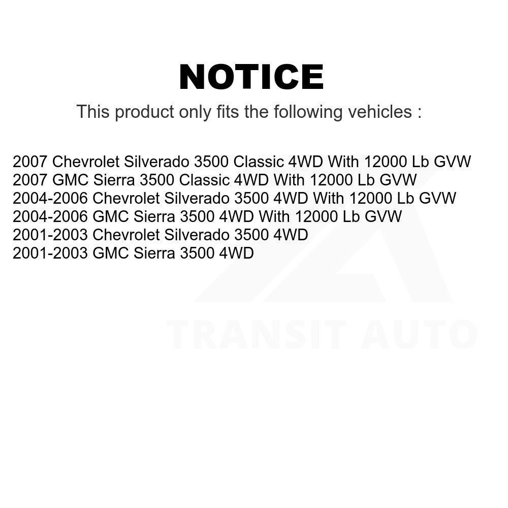 Front Wheel Bearing Tie Rod End Kit For Chevrolet Silverado 3500 GMC Sierra 4WD