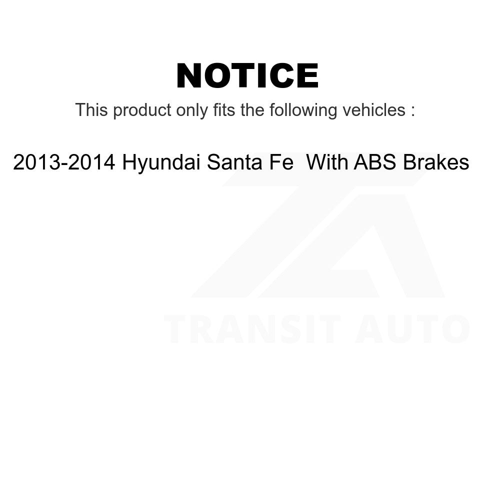 Front Wheel Bearing & Tie Rod End Kit For 13-14 Hyundai Santa Fe With ABS Brakes