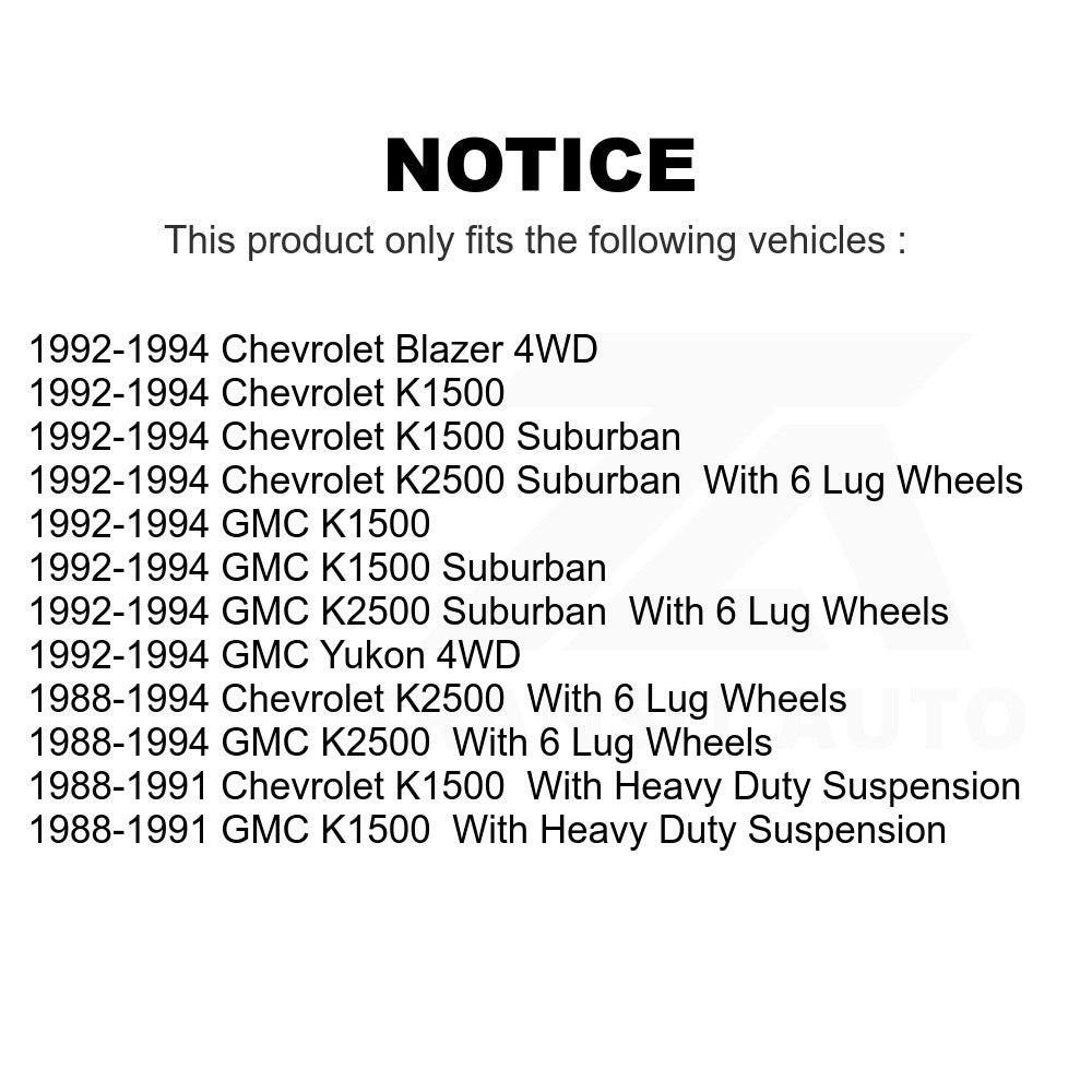 Front Hub Bearing Assembly Link Kit For Chevrolet K1500 GMC K2500 Suburban Yukon