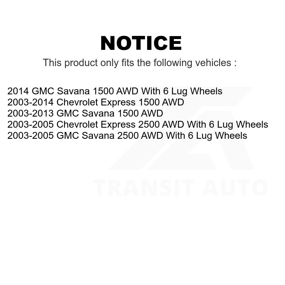 Front Hub Bearing Assembly & Link Kit For Chevrolet Express 1500 2500 GMC Savana