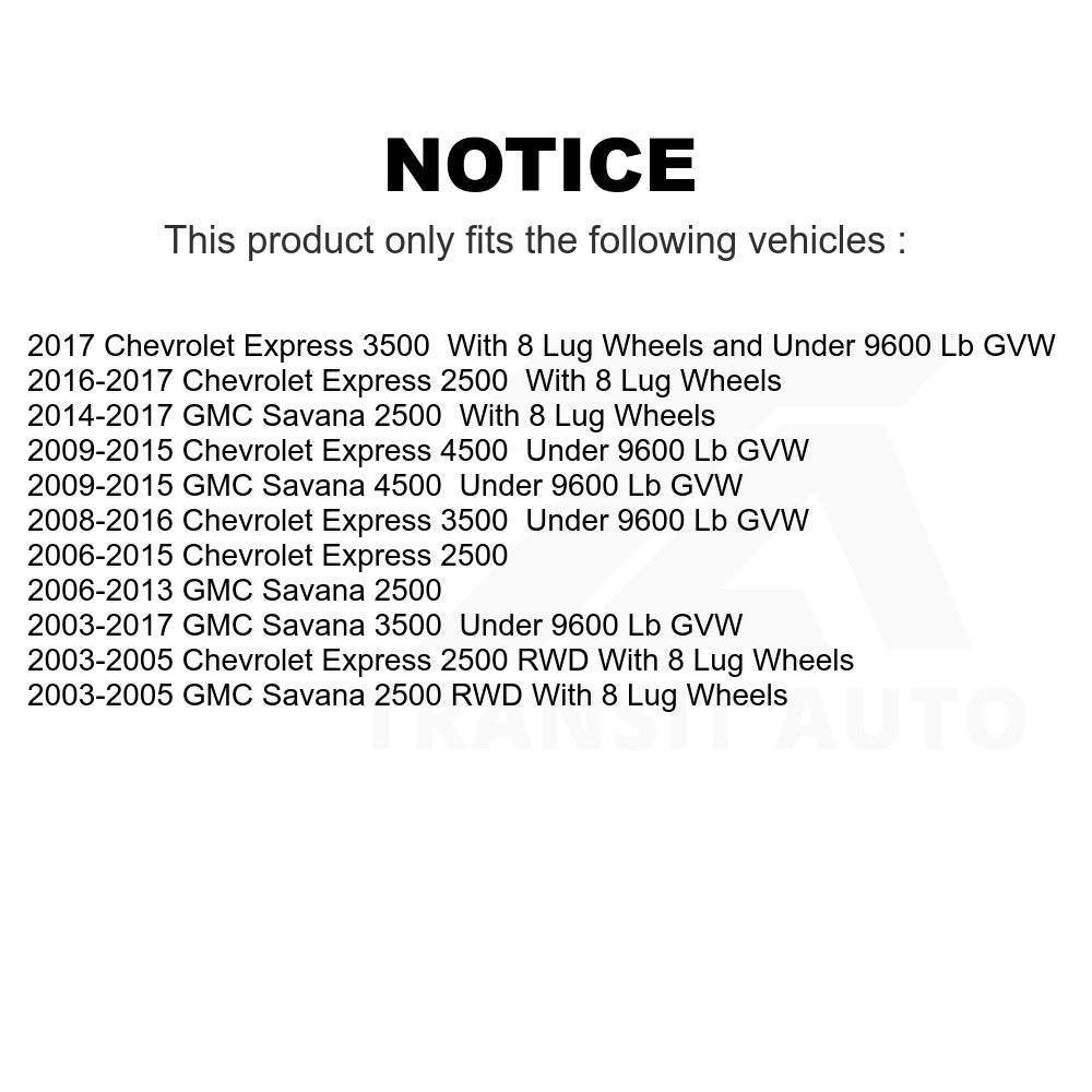 Front Hub Bearing Assembly & Link Kit For Chevrolet Express 2500 GMC 3500 Savana