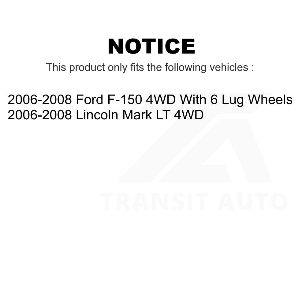 Front Hub Bearing Assembly Link Kit For 2006-2008 Ford F-150 Lincoln Mark LT 4WD