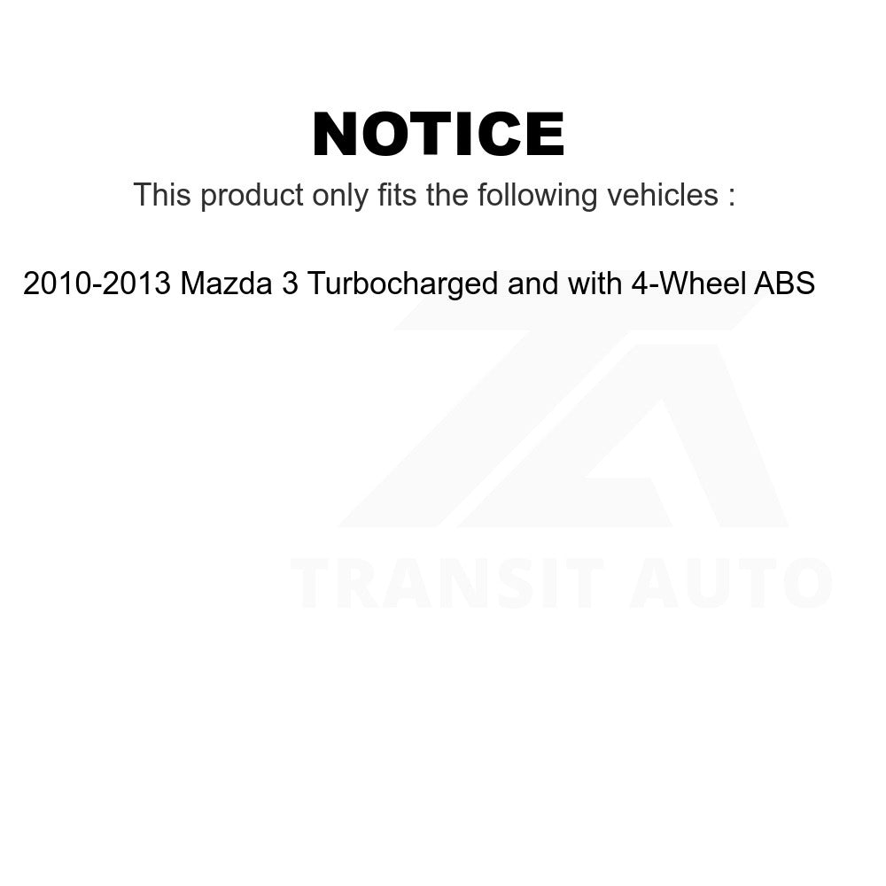 Front Wheel Bearing Link Kit For 2010-2013 Mazda 3 Turbocharged with 4-Wheel ABS