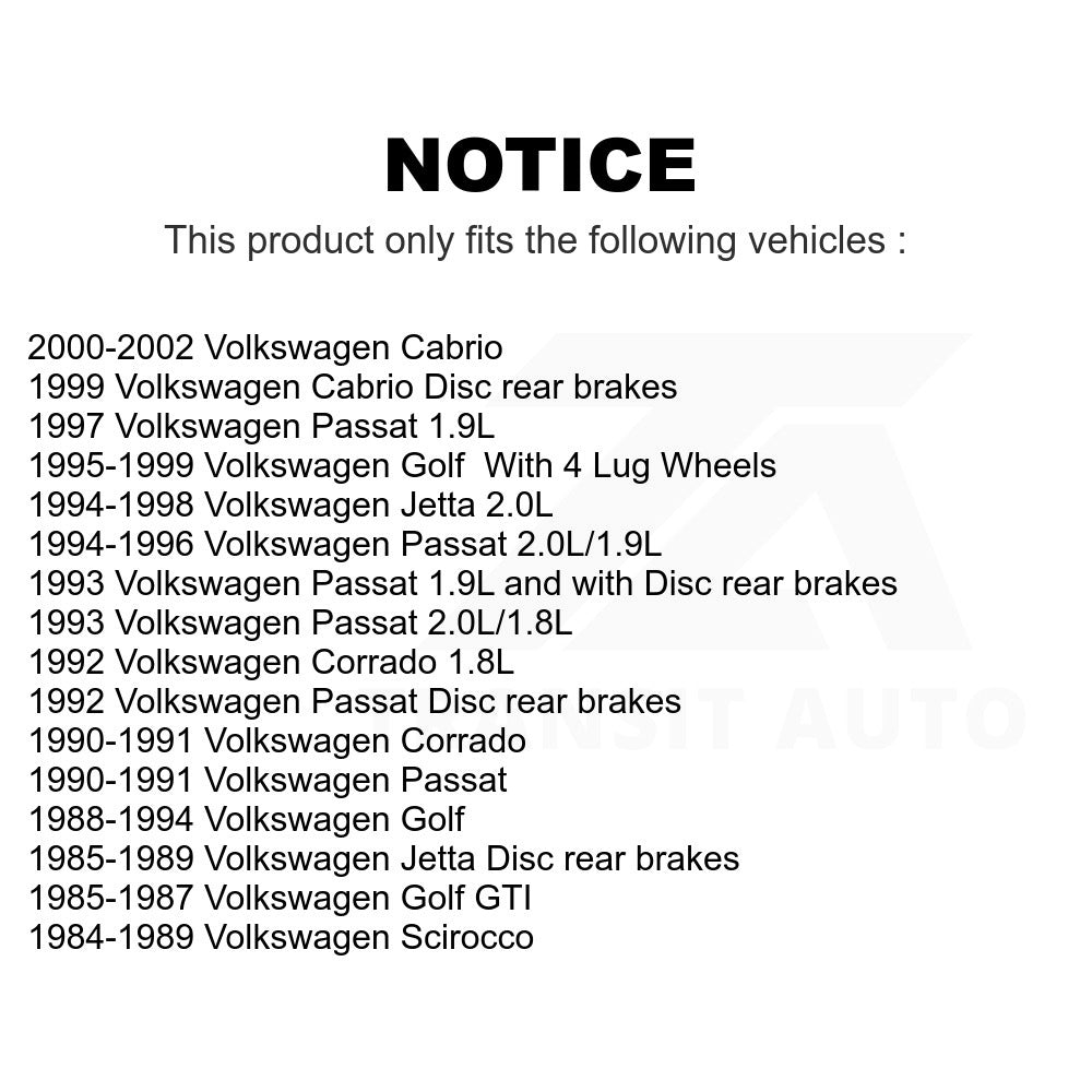 Rear Brake Rotor & Pair For Volkswagen Jetta Golf Cabrio Passat Corrado Scirocco